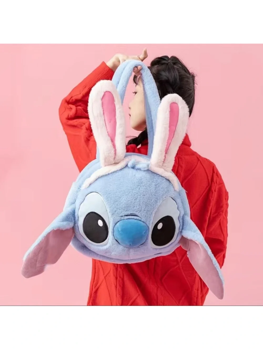 Disney Blue Stitch Plush Handbag with Pink Bunny Ears